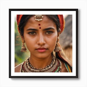 Indian Woman In Traditional Dress Art Print