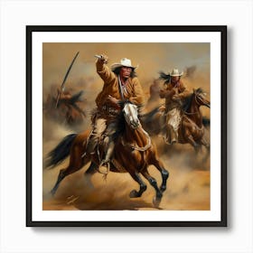 Cowboys On Horseback Art Print