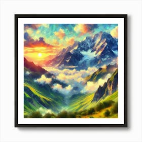 Sunset In The Mountains Art Print