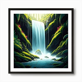 Tranquil Waterfall Art Print