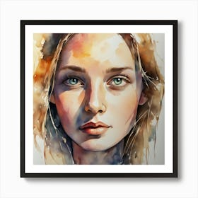 Watercolor Portrait Of A Woman 17 Art Print