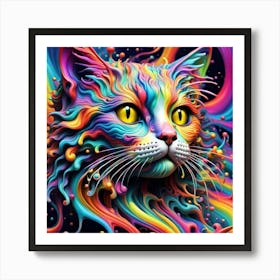 Psychedelic Cat Art Print