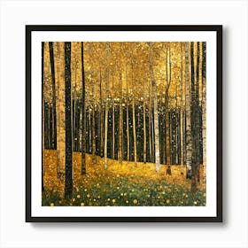 Golden Birch Forest Poster