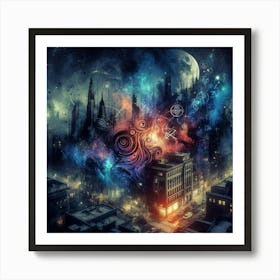 City At Night 1 Art Print