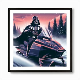 Darth Vader Riding A Snow Mobile Star Wars Art Print Art Print