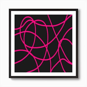 Abstract Line Art Pink and Black Art Print