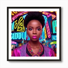 African Neon Art Print