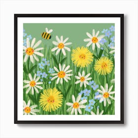 Summer Meadow Wildflowers Square Art Print