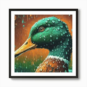 Duck In Rain Art Print