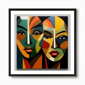 Two Women'S Faces 3 Art Print