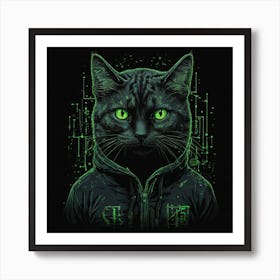 Cat With Green Eyes | Cybersecurity Art Print