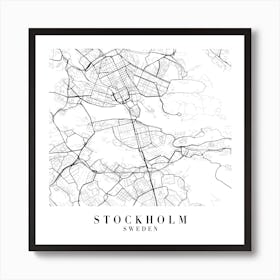 Stockholm Sweden Street Map Minimal Square Art Print