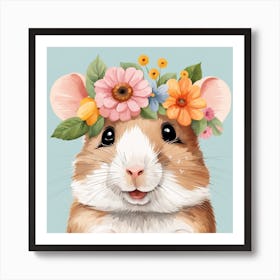 Floral Baby Hamster Nursery Illustration (23) Art Print