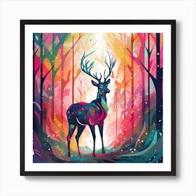 Deer In The Forest 14 Art Print