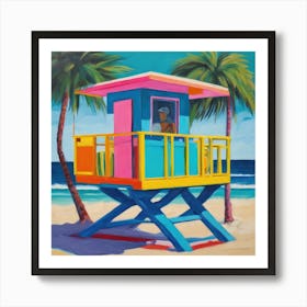South Beach Miami Series. Style of David Hockney 2 Art Print