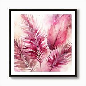 Pink Palm Leaves Art Boho Art Print