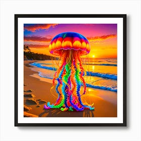 Jellyfish At Sunset Art Print