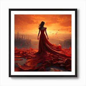 Woman In A Red Dress 3 Art Print