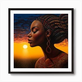 Sunset African Woman Art Print