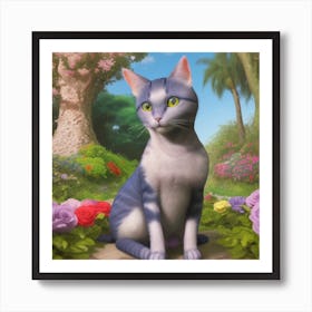 Cat In The Garden Art Print