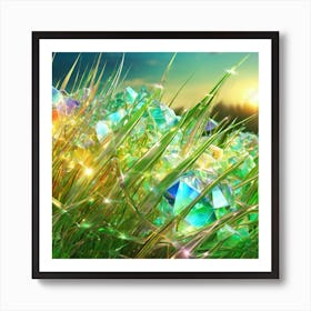 Grass With Crystals At Sunset Art Print