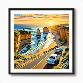 Great Ocean Road Australia Cubism Art Art Print