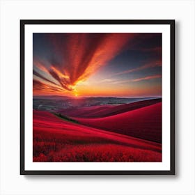 Sunset Over A Red Field 1 Art Print