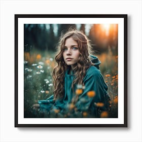 Portrait Of A Girl In A Field Art Print