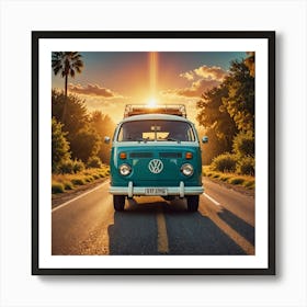 VW Bus On The Road Art Print