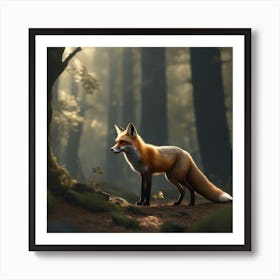 Red Fox In The Forest 53 Art Print