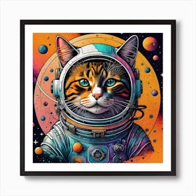 Cat In Space Square Art Print