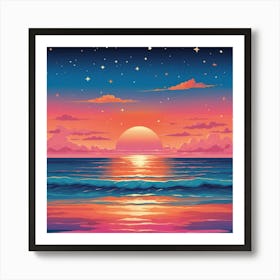 Sunset At The Beach Art Print