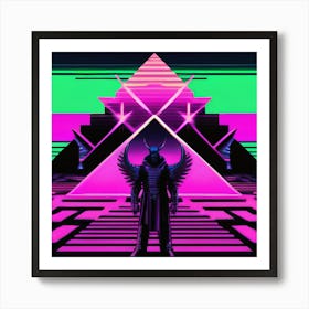 Neon Pyramids Art Print