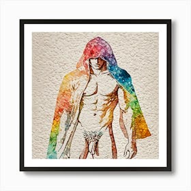 Rainbow Hooded gay Man Art Print