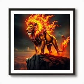 Lion On Fire 1 Art Print