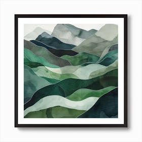 Japanese Watercolour Of Mount Kinpu 2 Art Print