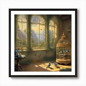 Birdcage by a Window Art Print