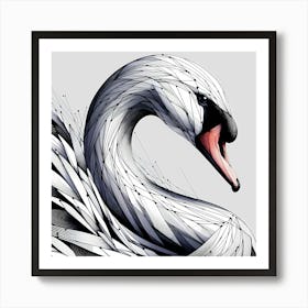 Swan - Abstract Line Art Illustration 65 Art Print