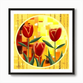 Tulips-circle Art Print