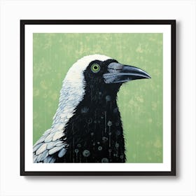 Ohara Koson Inspired Bird Painting Crow 2 Square Art Print