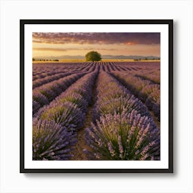 Lavender Field At Sunset 1 Art Print