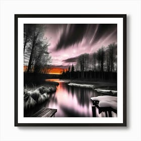 Sunset In The Woods Art Print