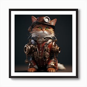 Steampunk Cat Art Print