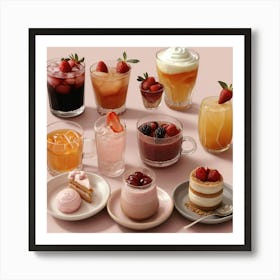 Default Drinks Combined With Food And Desserts Aesthetic 2 Art Print