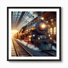 Steam Train In The Station Art Print
