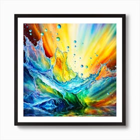 Vibrant Painting Capturing The Harmony Of Water Light And Colors Art Print