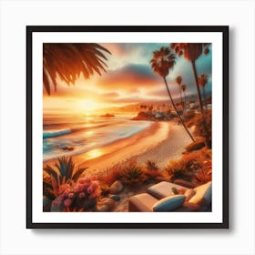 Sunset On The Beach 1 Art Print