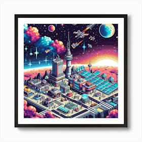 8-bit space colony 1 Art Print