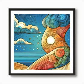 Pregnant Woman On The Beach Art Print