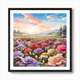 Field Of Roses Art Print